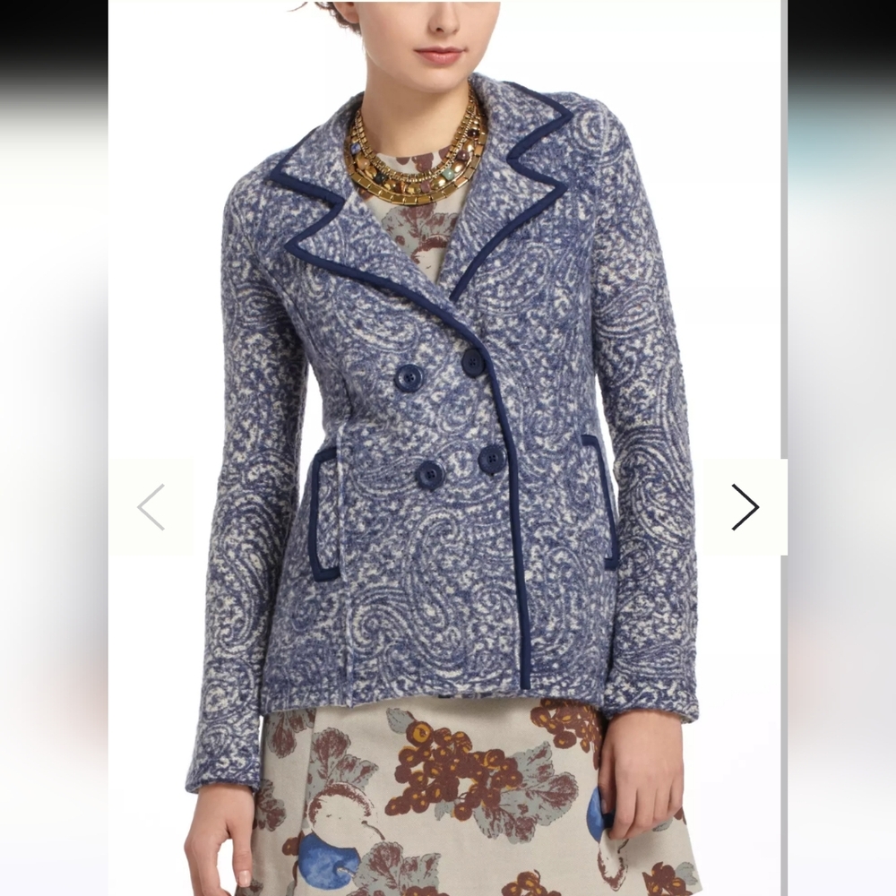 Anthropologie angel of the north Paisley Lace Jacket XS Blue